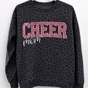 Black Leopard Print Cheer Mom Sweatshirt